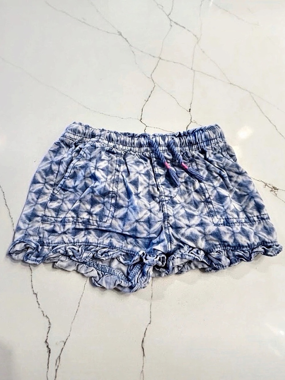 Baby Gap Printed Ruffle Hem Shorts - Blue White Size 3T